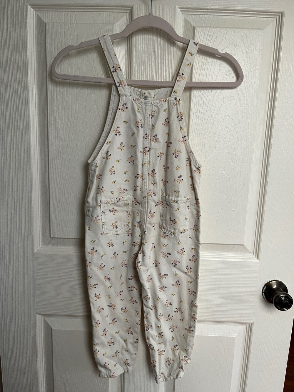 Zara Girls Floral Denim Overalls – Size 4–5Y